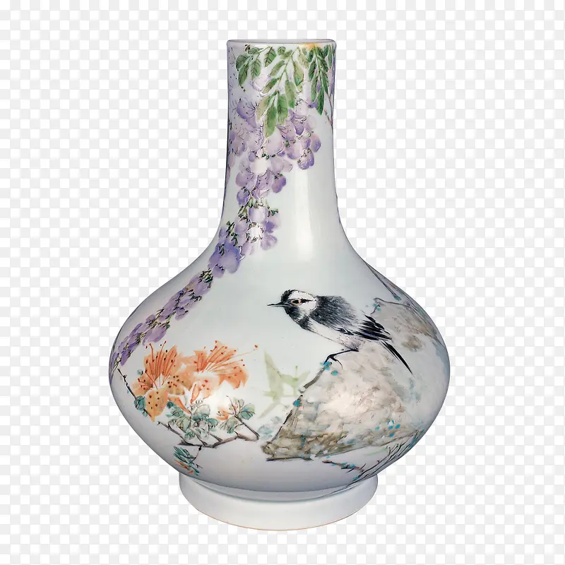 古典花鸟陶瓷花瓶
