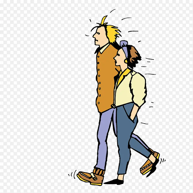 一起散步的情侣