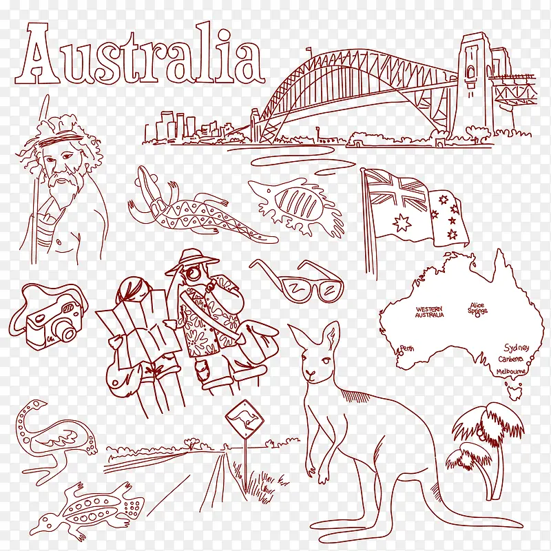 澳大利亚手绘元素