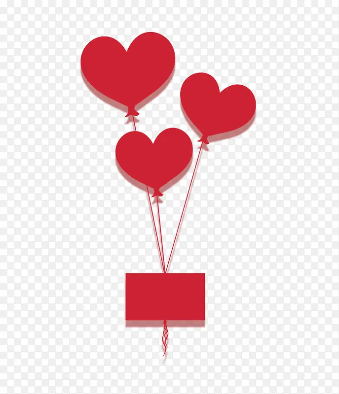 红色爱心气球牌子装饰图案