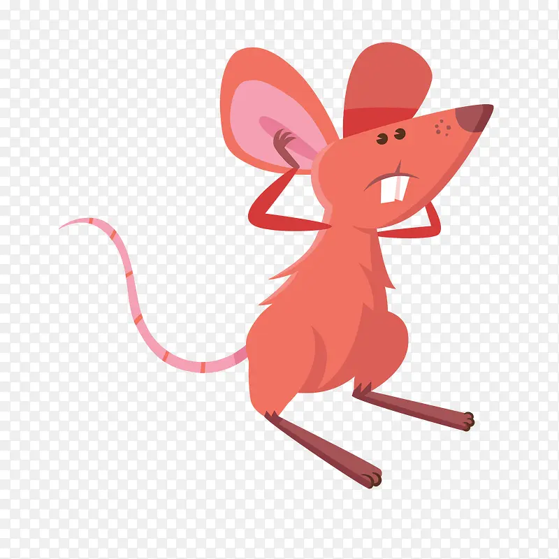 红色卡通捂耳朵老鼠
