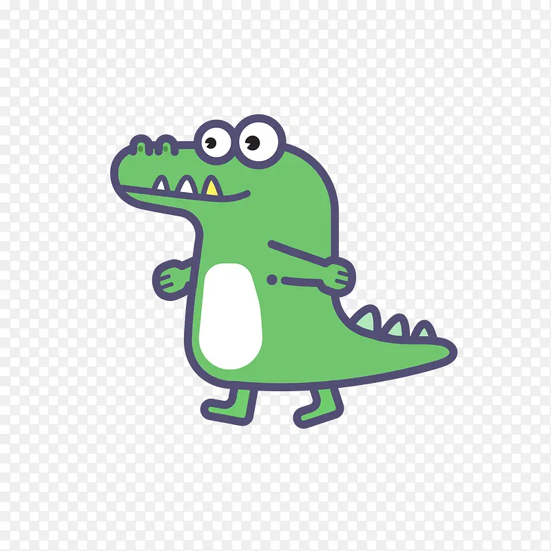 绿色手绘线稿鳄鱼元素