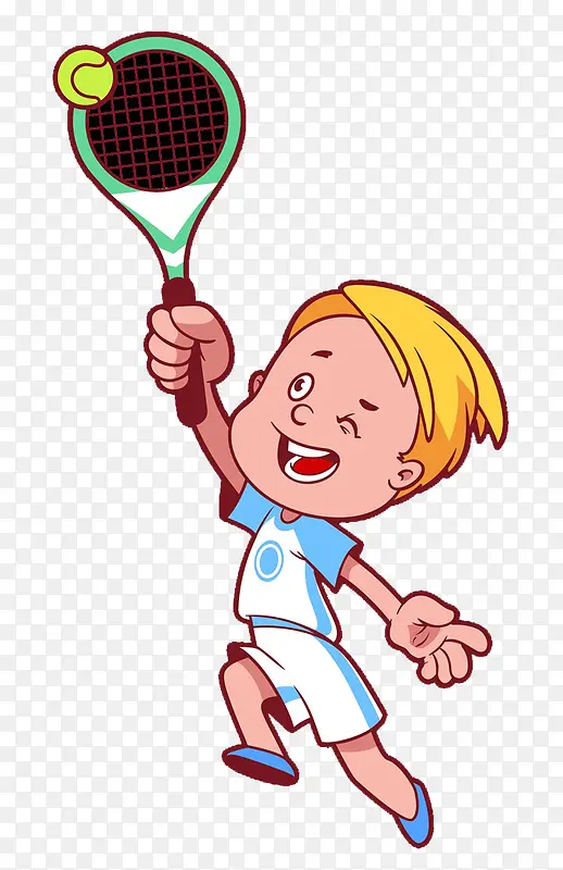 卡通男孩打网球
