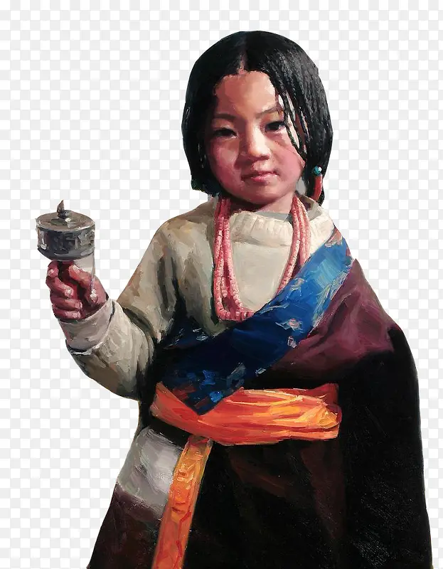 矢量藏族女孩油画
