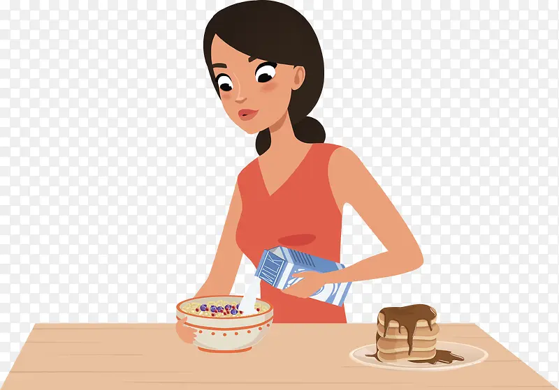 一个正在做早餐的女子