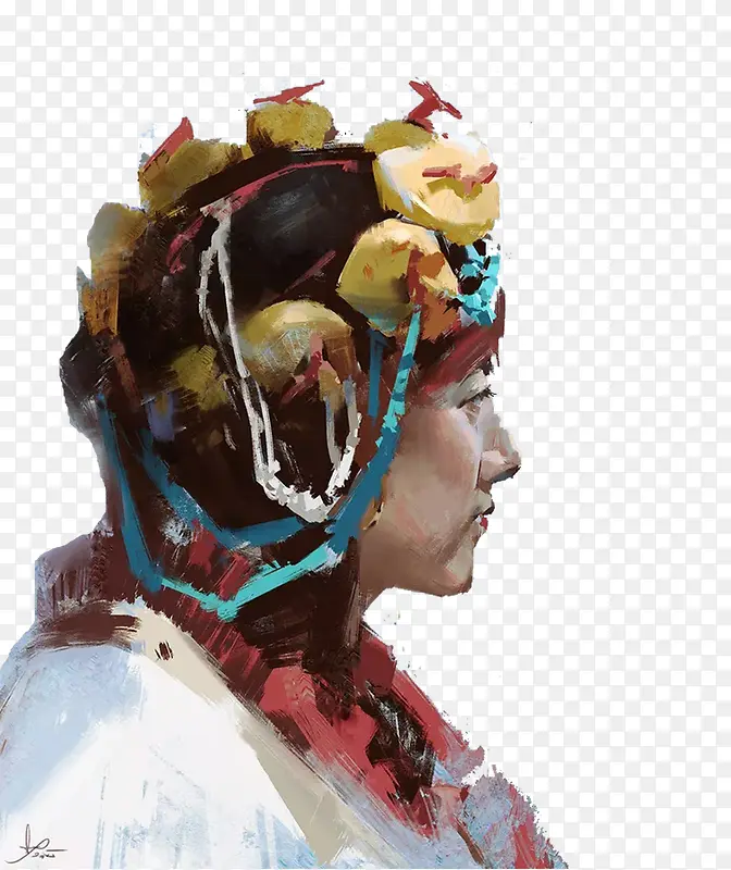 藏族女性水粉画