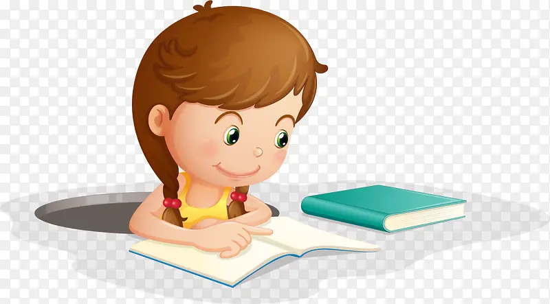 开学季看书的小女孩