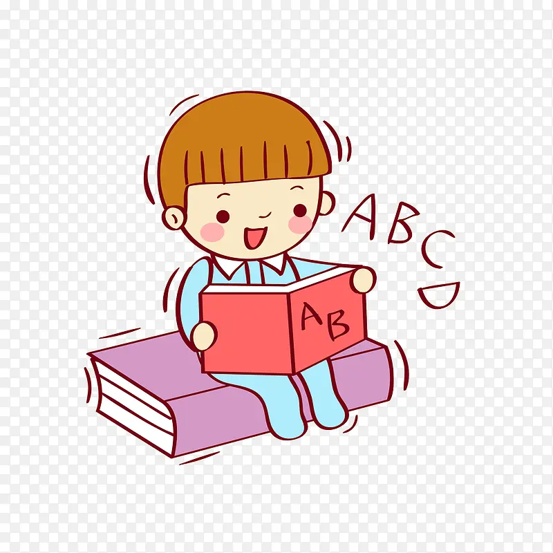卡通读书小孩免抠图PNG图片素材下载_图片编号qjnexaoq-免抠素材网