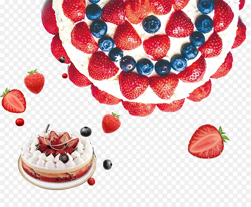 美味草莓蓝莓奶油蛋糕