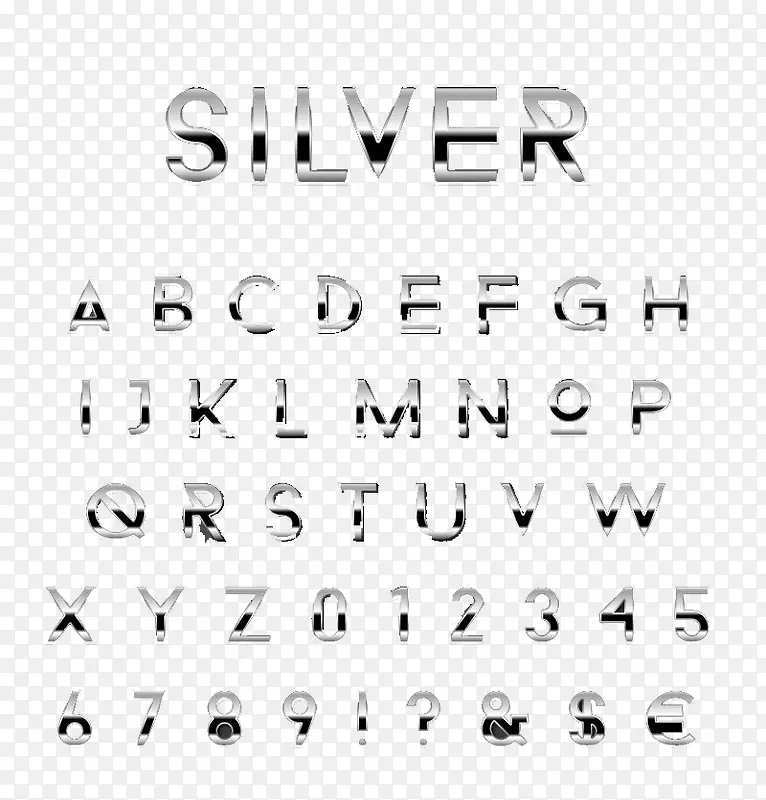 银色金属字母和数字