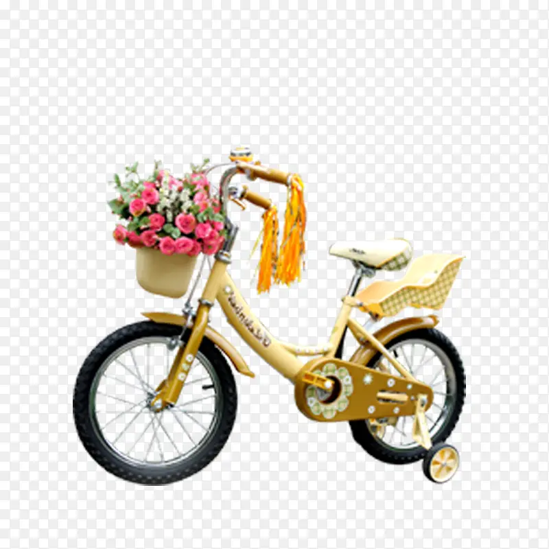 带着鲜花的儿童自行车