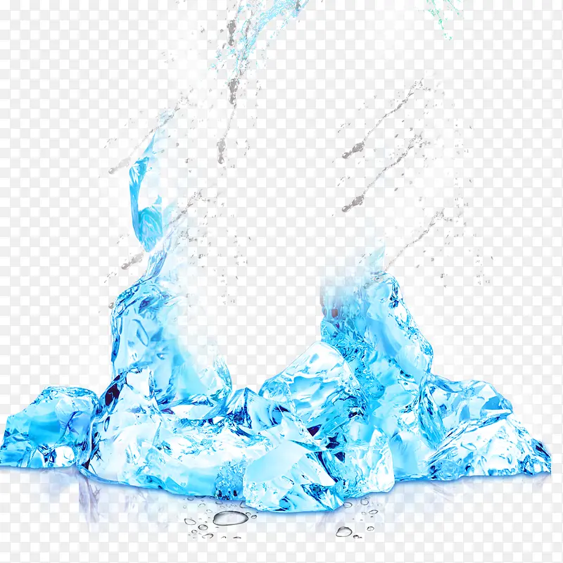 蓝色冰块水花效果元素
