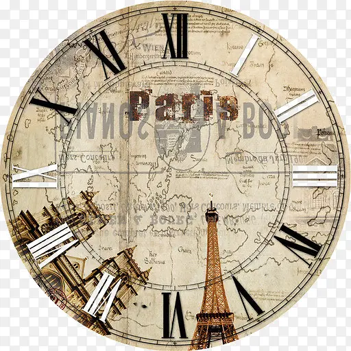 欧式时钟与巴黎铁塔装饰