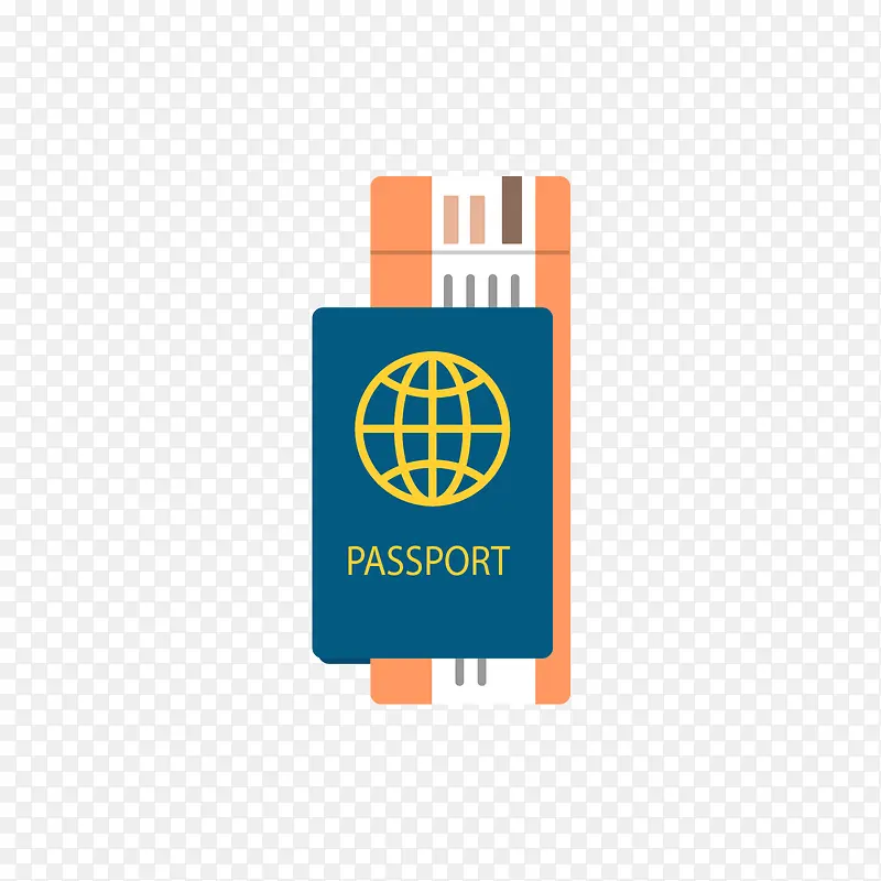 蓝色护照和橙色机票