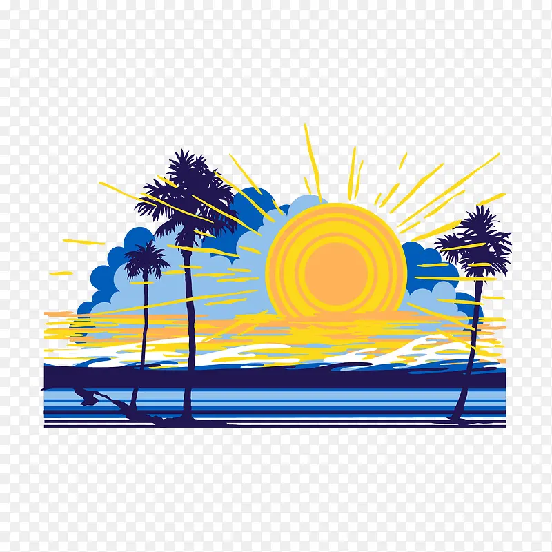夏日海边风光矢量图
