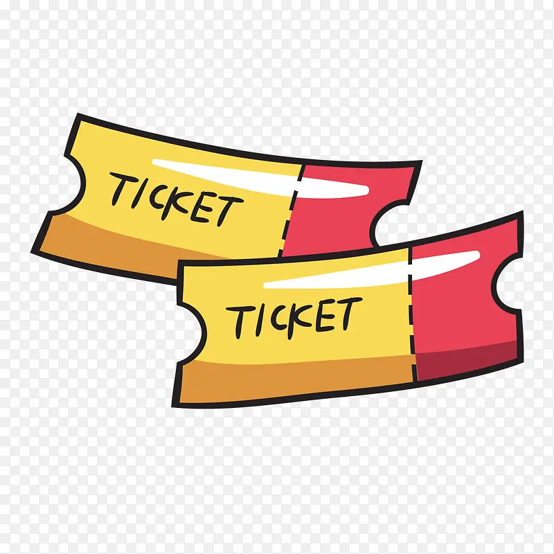 黄红色两张旅行票模型