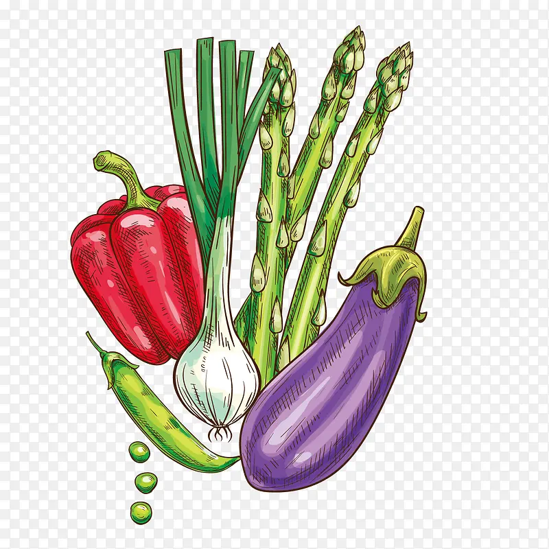 卡通绿色蔬菜矢量图