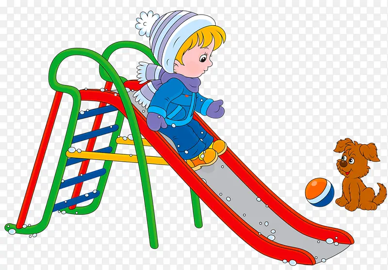 玩滑滑梯的小孩