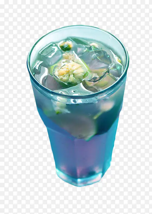 玻璃杯中的夏日蓝柑