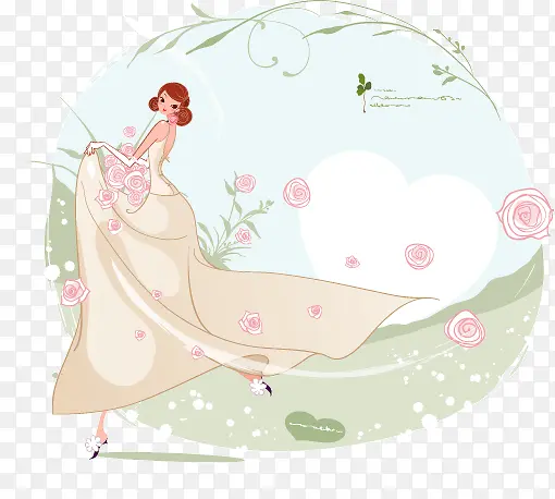 穿婚纱手拿捧花的新娘