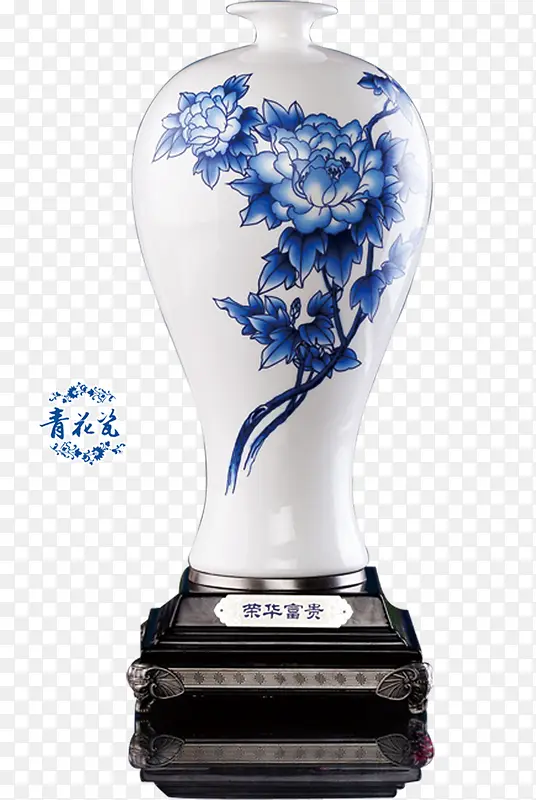 实物青花瓷花瓶装饰