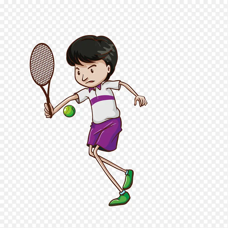 矢量卡通女孩打网球插画