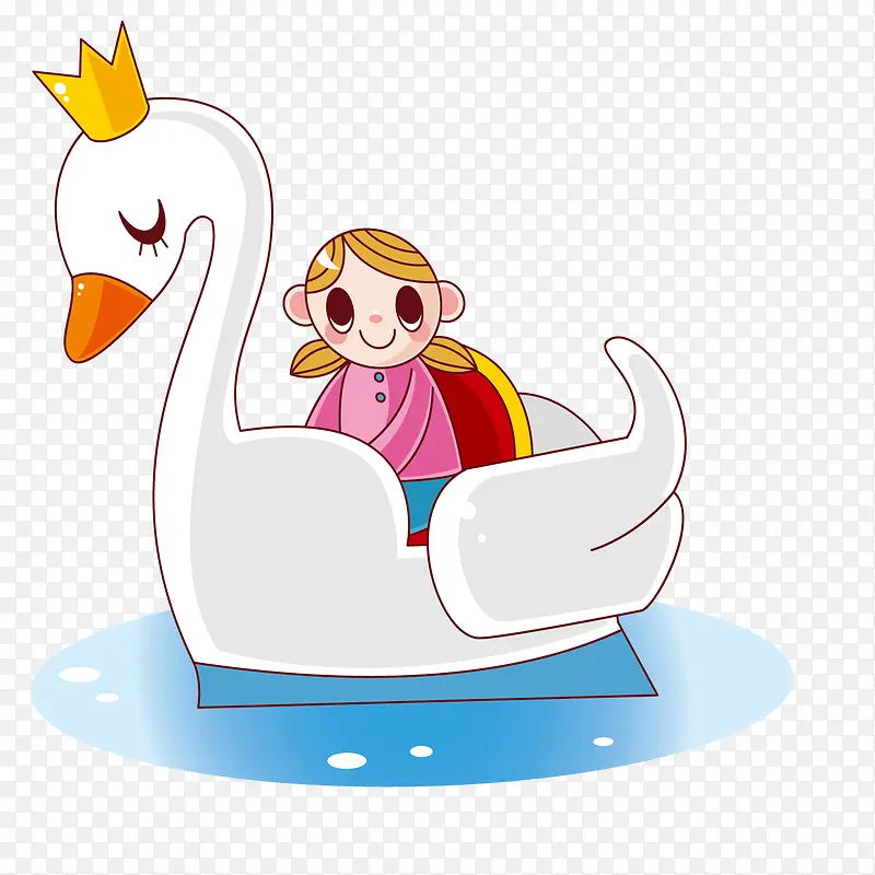 小女孩坐鸭子小船矢量