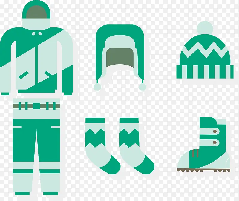 清新绿色滑雪服