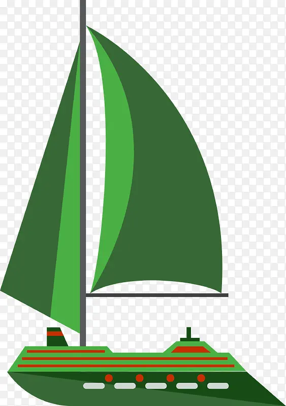 绿色帆船矢量图