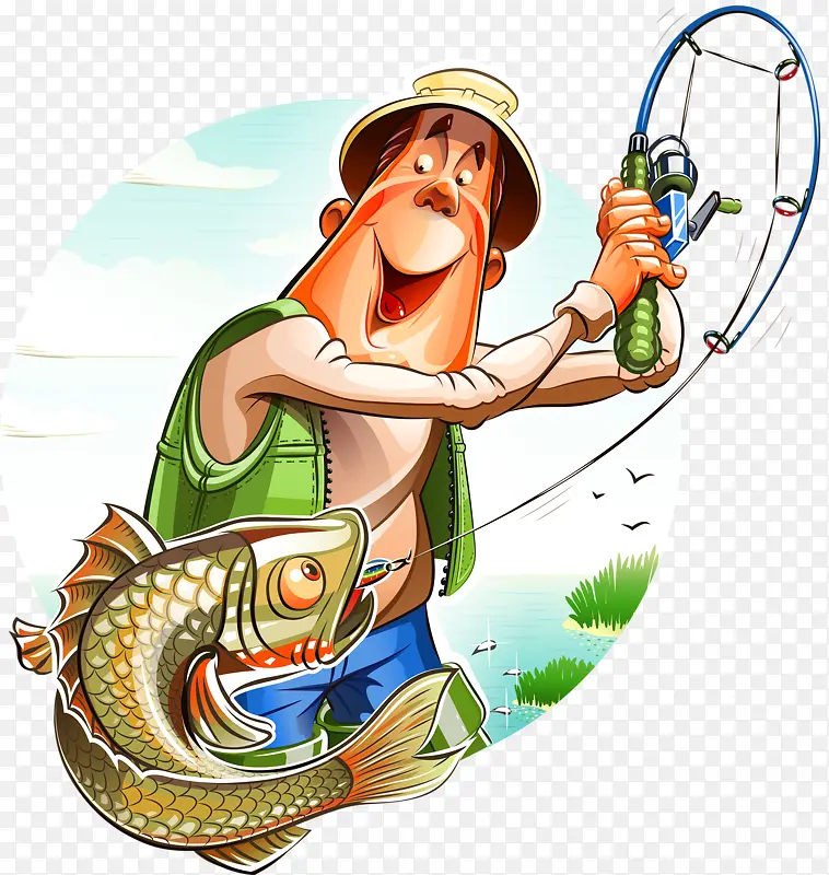 卡通渔夫