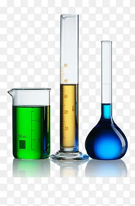 三个装满不同颜色液体的试验管