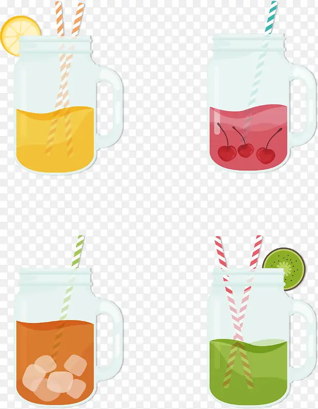 4款美味水果汁设计矢量素材