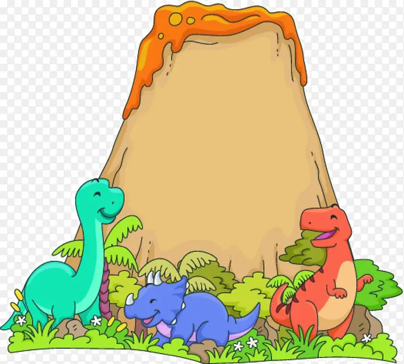 卡通山下的恐龙