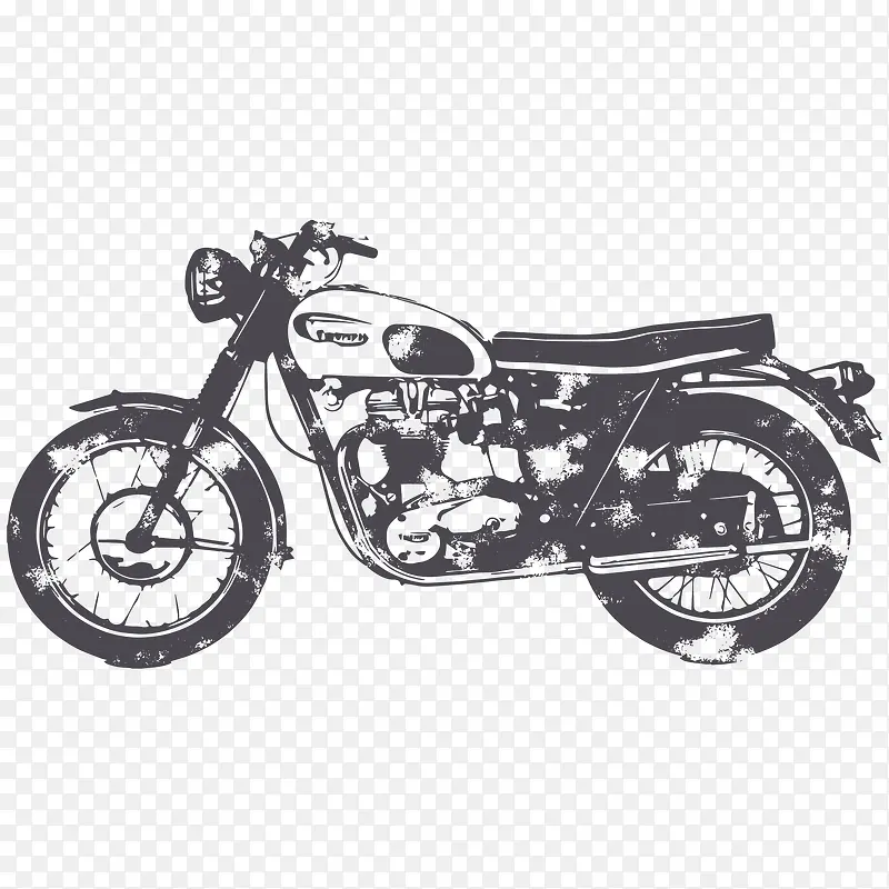 卡通手绘黑色的摩托车
