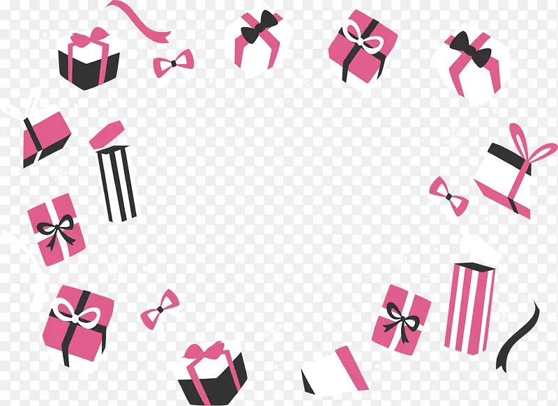粉红色礼物盒边框