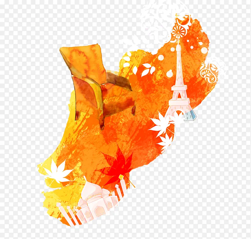 黄色手绘建筑