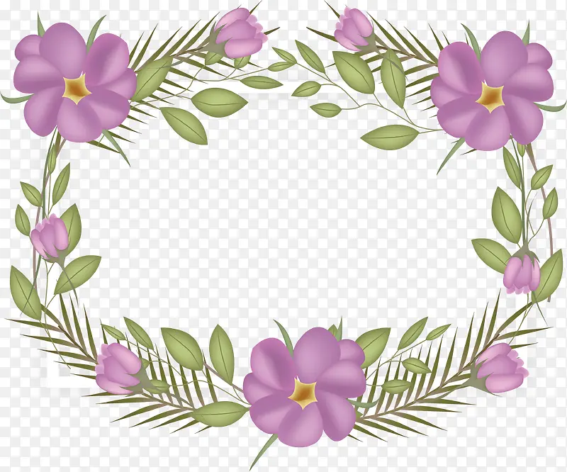 浪漫紫色花朵装饰框