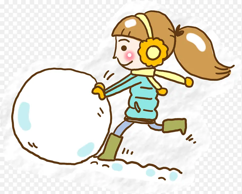 手绘漫画滚雪球少女