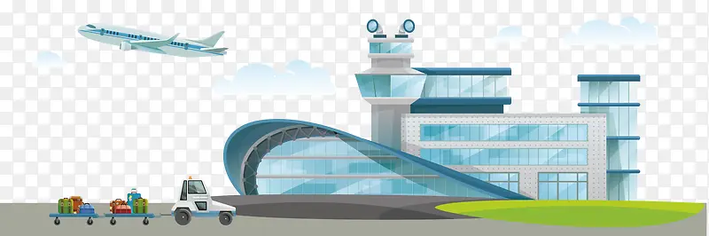 卡通机场建筑矢量元素