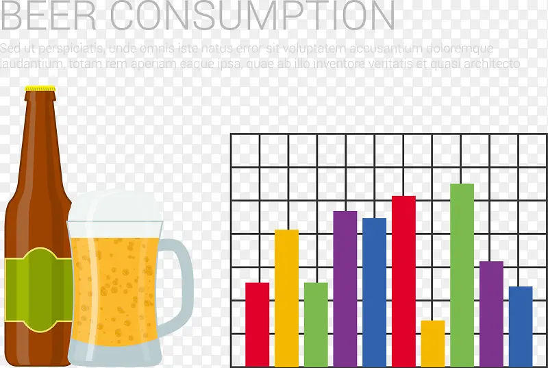 啤酒消费量信息图表PPT矢量图