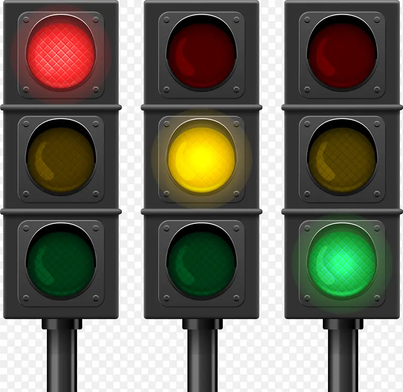 三排交通信号灯