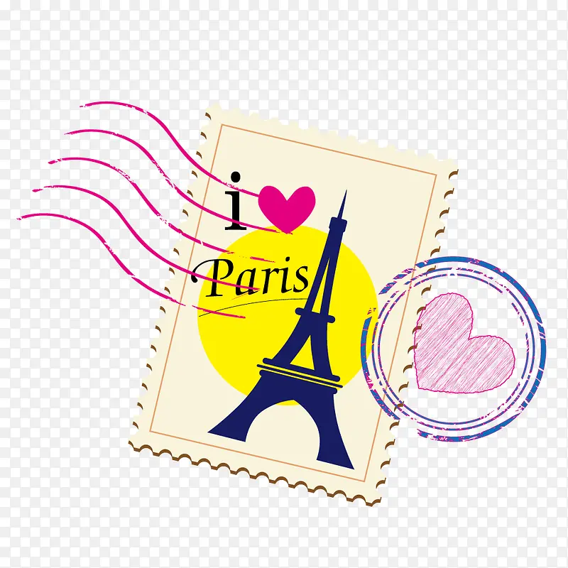 矢量巴黎邮票贴