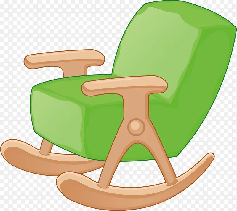 矢量图绿色木质摇椅