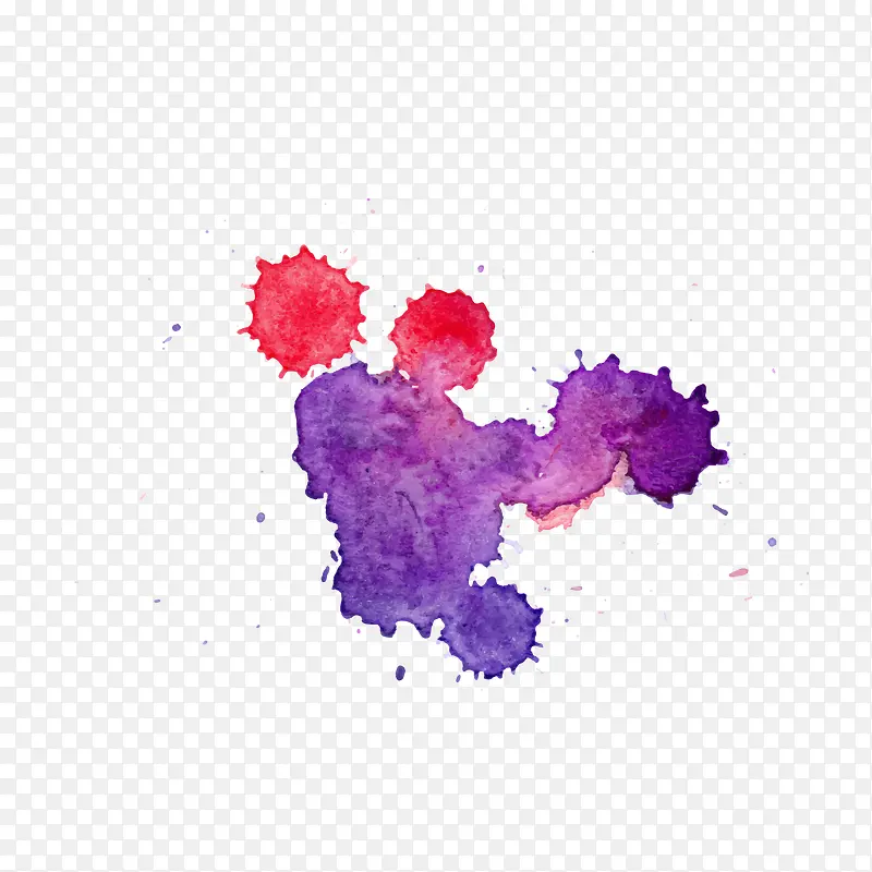 淡紫色水墨彩绘渲染矢量图