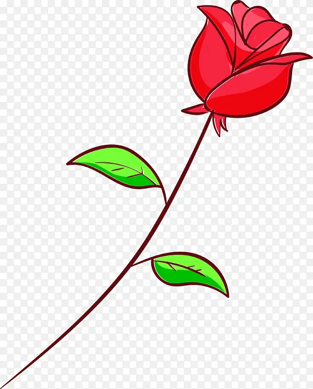 红色卡通玫瑰花装饰图