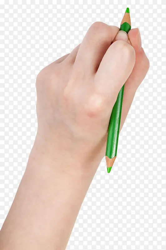 手握绿色蜡笔