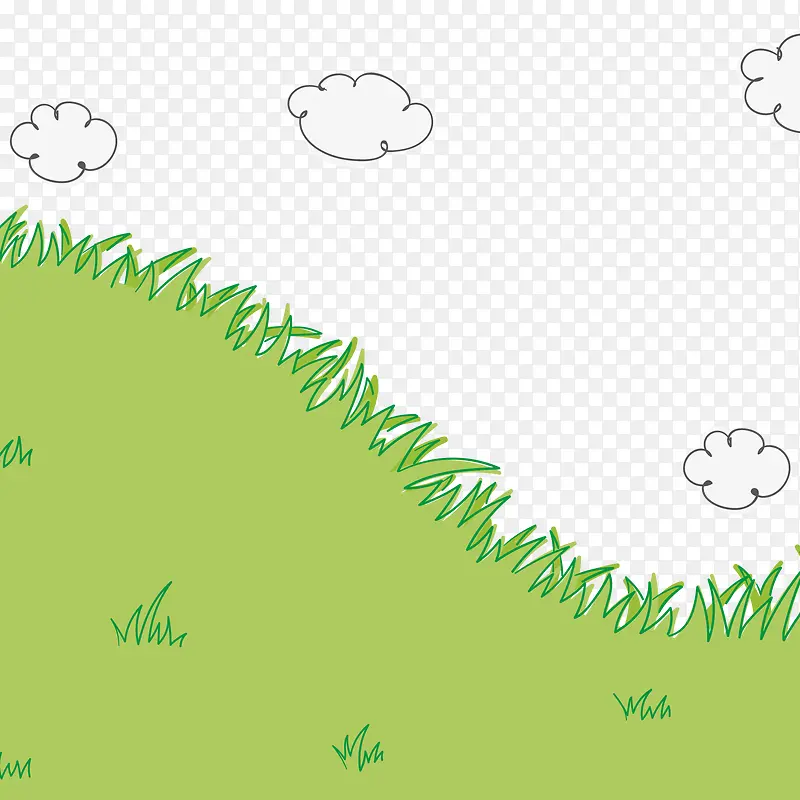 矢量自然场景手绘草和云