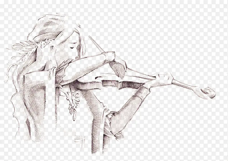 素描拉小提琴的人