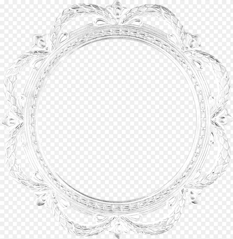 白色花纹圆形镜框