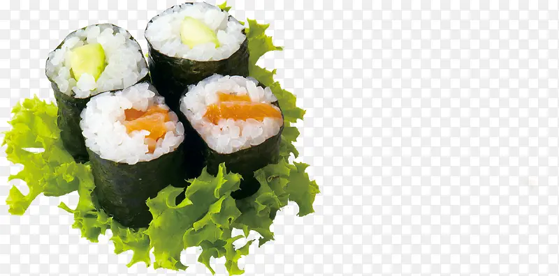 生菜叶子上面的寿司